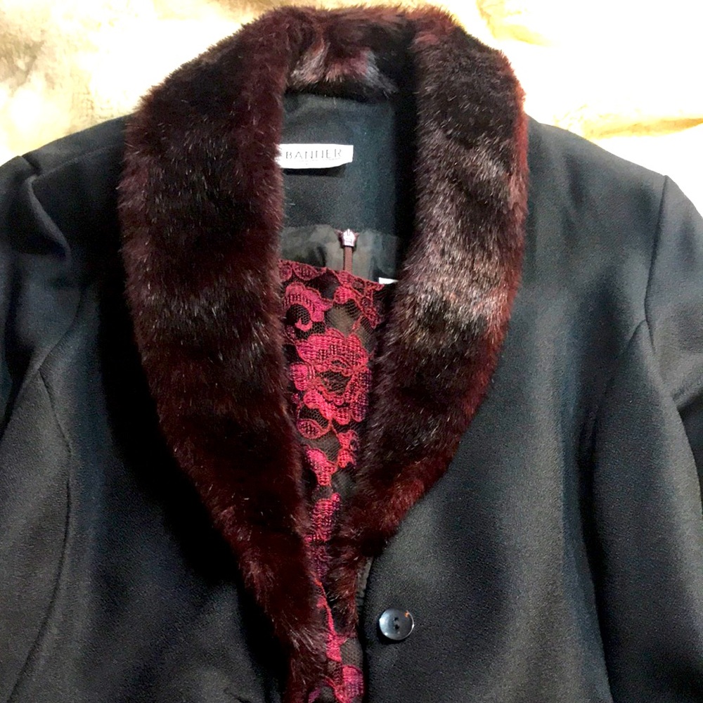 Jacket Faux fur collar - Lace-Lined Top and Matching Lace-Lined Skirt by Banner